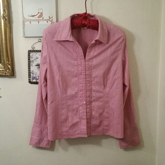 Sequined & beaded stretch shirt, L - Picture 3 of 6